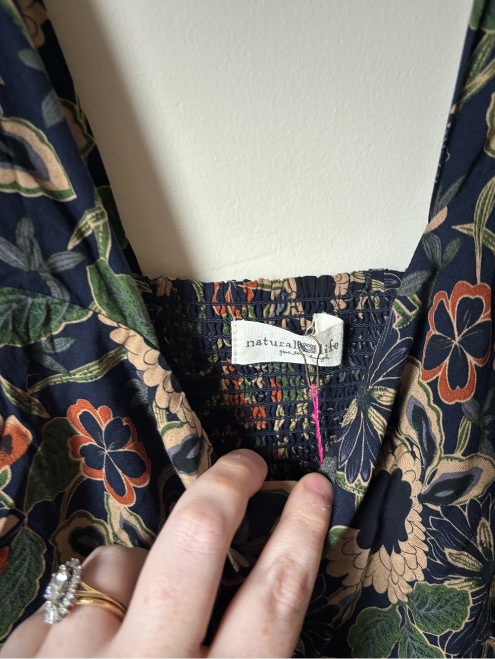 Natural life navy floral print babydoll mini dress - Picture 3 of 4